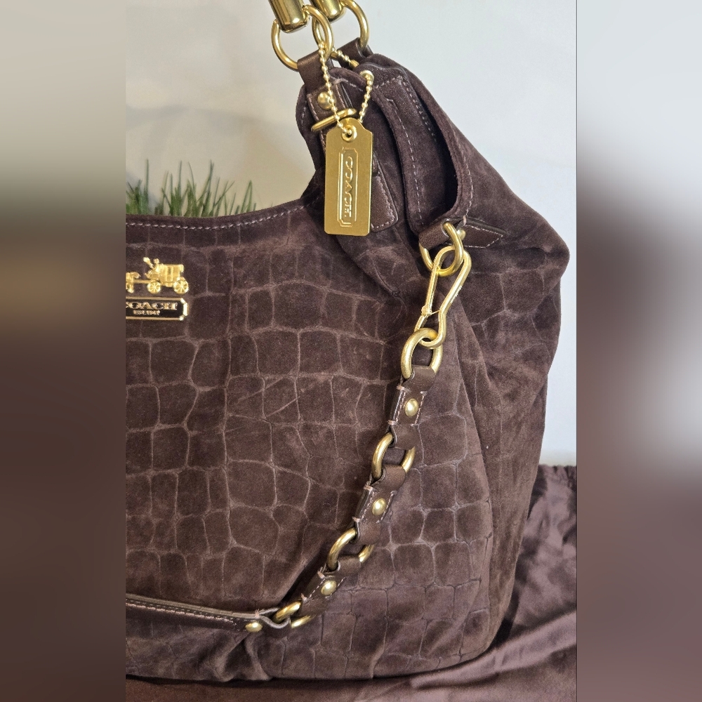 Coach Madison Embossed Suede Leather Shoulder Bag - Picture 4 of 13